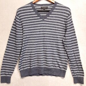 Banana Republic Mens Heather Cotton Yarn Sweater Sz.M/Navy/V-Neck/Striped